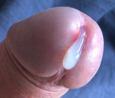 gland avec une goutte de foutre chaud